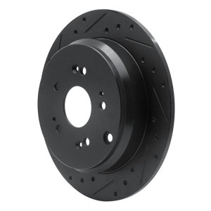 Acura RDX Brake Rotor (1) - Rear Left - R1 Concepts - Drilled & Slotted - Black - `05-`18